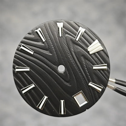 28.5mm Green Luminous Watch Dial Wood Texture Watch Faces Replace Accessories for SKX007 NH35/NH36/4R/7S Movement Watch Parts