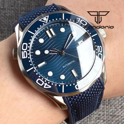 Tandorio 41mm NH35A PT5000 Diver Sapphire  Ceramic seamaster 5Bar TD221