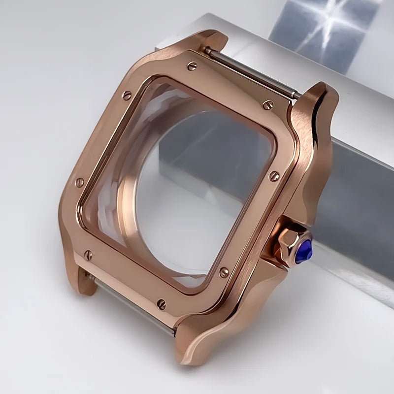 NH35 Case 38mm Sapphire Glass Stainless Steel Square Watch Case Accessories Modification Parts Suitable NH35 NH36 NH38 Movements