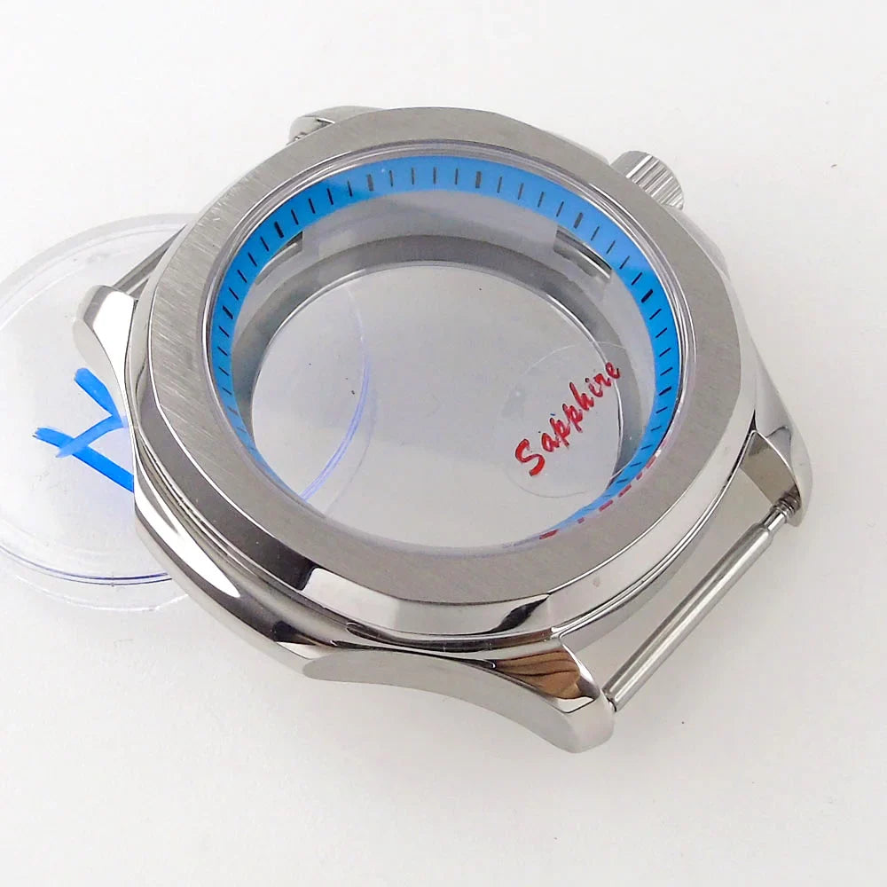 316L stainless steel case 40mm  Watch Case Parts for NH34 NH35 NH36 NH70 NH72 NH38 NH39 Blue Chapter Ring Sapphire Crystal