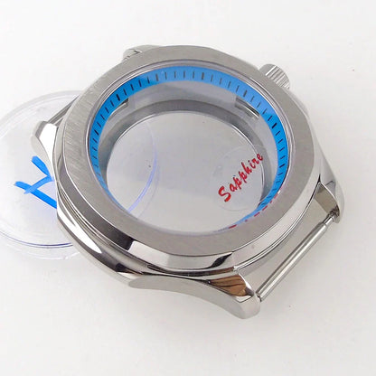 316L stainless steel case 40mm  Watch Case Parts for NH34 NH35 NH36 NH70 NH72 NH38 NH39 Blue Chapter Ring Sapphire Crystal