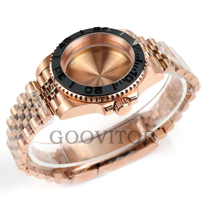 NH35 Watch Case 40mm For GMT YACHT-MASTER Seiko NH34/NH35/NH36/NH38 Movement Rose Gold Jubilee Bracelet Submariner NH35 Case