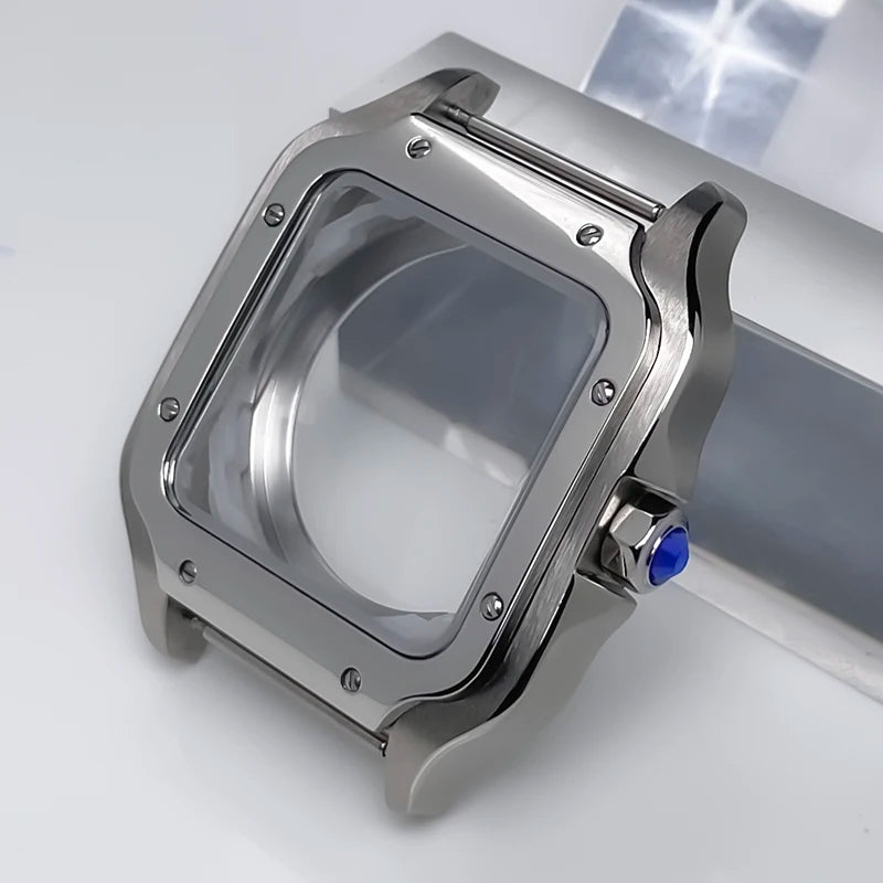 NH35 Case 38mm Sapphire Glass Stainless Steel Square Watch Case Accessories Modification Parts Suitable NH35 NH36 NH38 Movements