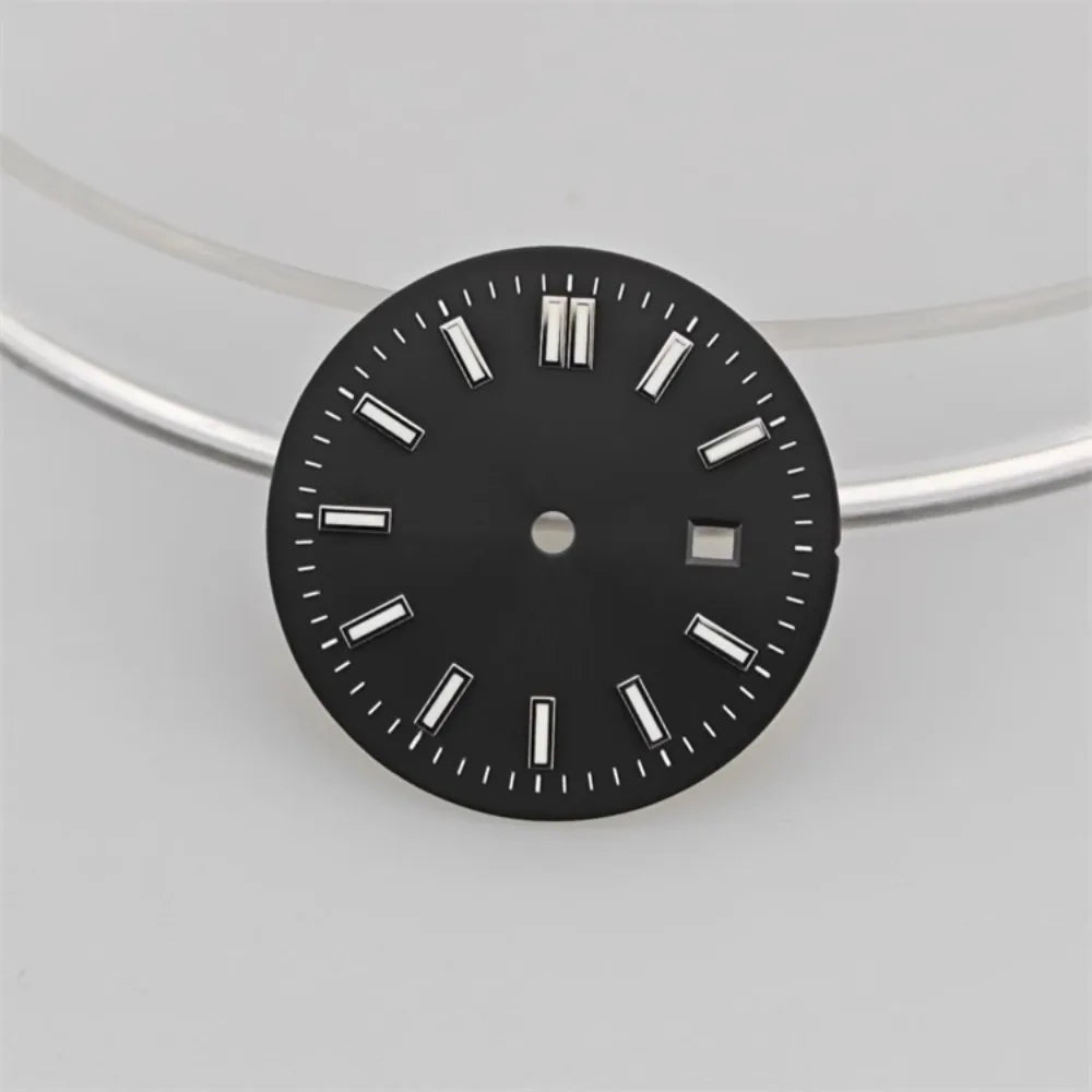 24.5MM Watch Dial Green Luminous Logbook Faces Women's Mechanical Watch Accessories for NH05 /NH06 Movement for 31mm Case