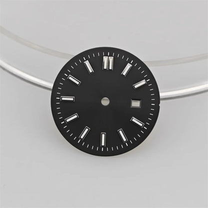 24.5MM Watch Dial Green Luminous Logbook Faces Women's Mechanical Watch Accessories for NH05 /NH06 Movement for 31mm Case