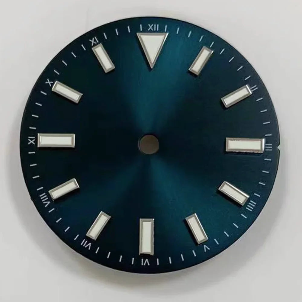 28.5mm Sunray Watch Dial Stripe Nails Green Luminous Font Modified Watch Accessories Suitable for NH35/8215/2836 Movement