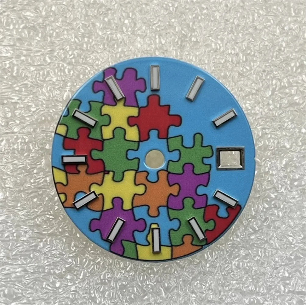 28.5mm/31mm NH35 Dial GBW9 Blue Luminous Logbook Watch Dial Enamel Surface Watch Faces Watch Accessories for NH35 NH36 Movement