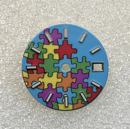 28.5mm/31mm NH35 Dial GBW9 Blue Luminous Logbook Watch Dial Enamel Surface Watch Faces Watch Accessories for NH35 NH36 Movement