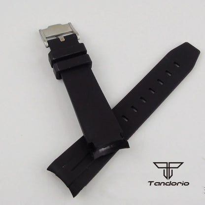 20mm Width Black Rubber Watchband Pin Buckle Curved End Fit for 40mm Watch Case Wristwatch Spare Parts Replacements