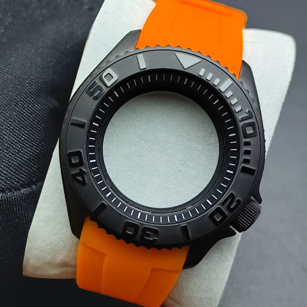 NH35 Case 42mm High-quality Yacht Master Steel Black Case NH35 NH36 Movement Case Watch Accessories Sapphire Glass 22mm Band