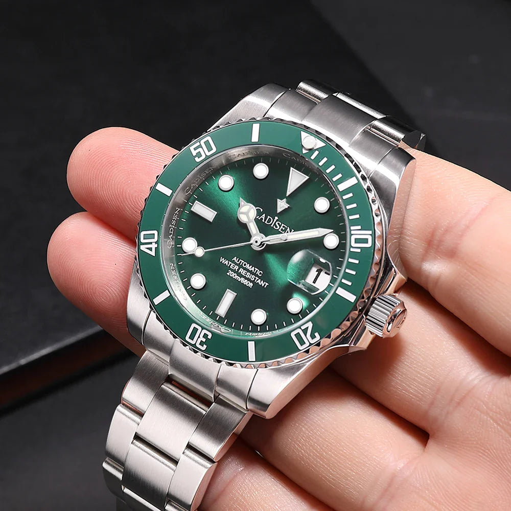 CADISEN C8216 Submariner Diver NH35A Movement AR Sapphire BGW9 Lume 40MM 20Bar