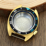41mm Gold PVD Turtle Watch Case Domed Sapphire Abalone Captain Willard 6105 TMI NH35 NH36 NH34 4R36 Movts Abalone Screw Crown