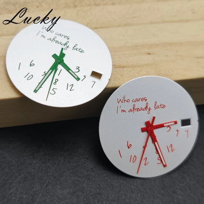 New 28.5mm Watch Dial NH34 NH35 NH36 4R/7S Hands Set DIY Watch Faces Fit NH35 Movement Who Cares Lt's Already Late Accessories﻿