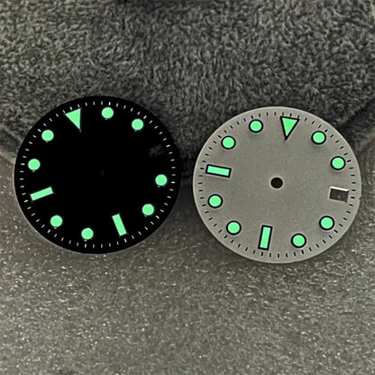 28.5mm NH35 Dial Green Luminous Watch Dial SUB Surface with Calendar Window Watch Accessories for NH35/NH36 Movement