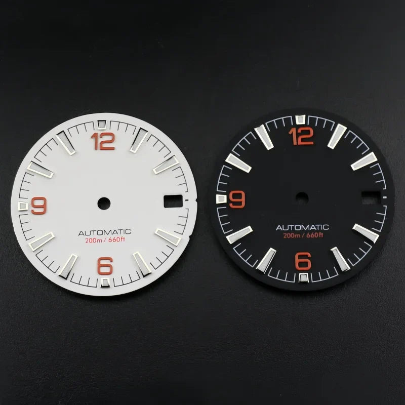 Quality Sea 600m Style Watch Dial With C3 Bgw9 Green Blue Luminous For Nh35 Nh36 Mechanical Movement Skx007 Case 28.5mm Dial