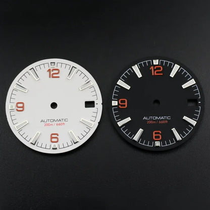 Quality Sea 600m Style Watch Dial With C3 Bgw9 Green Blue Luminous For Nh35 Nh36 Mechanical Movement Skx007 Case 28.5mm Dial