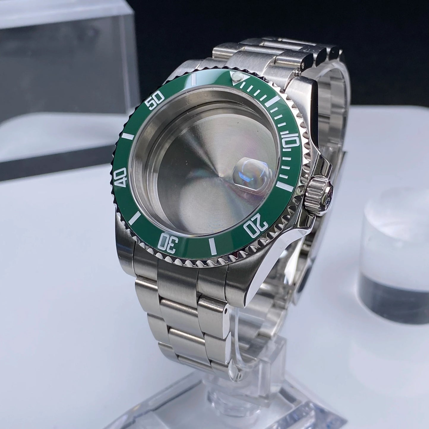 Sub Watch Case NH35 sliver 40mm GMT/SUB 120 clicks Stainless Steel Sapphire Glass fit nh34 nh35 nh36 movement 28.5mm Date Dial