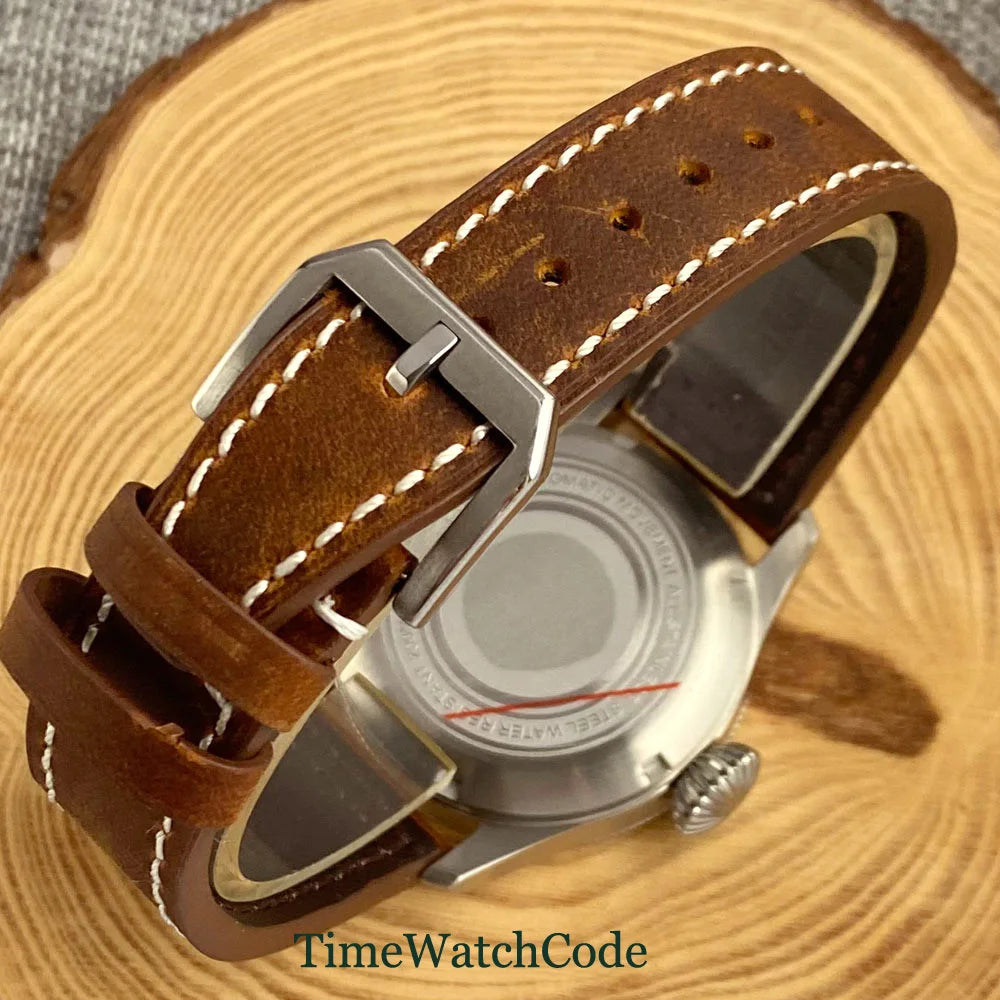 Tandorio Fluted Pilot Watch TD117A 20BAR  NH35 PT5000 Roman Numerals Sapphire 39mm