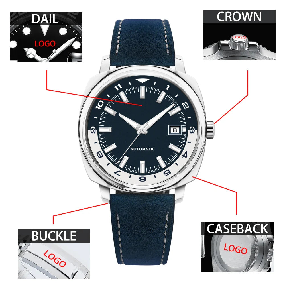 Corgeut 6018 glass back  42 MM NH35 Automatic Sapphire crystal 10ATM Dress watch