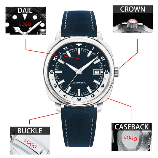 Corgeut 6018 glass back  42 MM NH35 Automatic Sapphire crystal 10ATM Dress watch