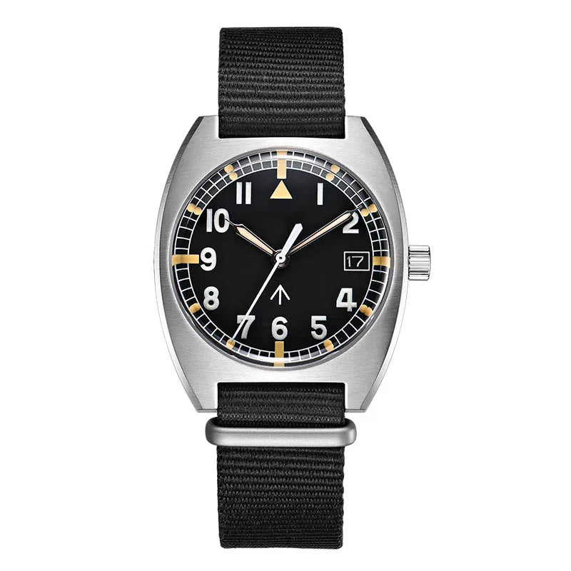 Baltany W10 Military Watch 36mm Calendar Super Luminous Leather Sapphire Stainless Steel NH35 Automatic Mechanical Wristwatches