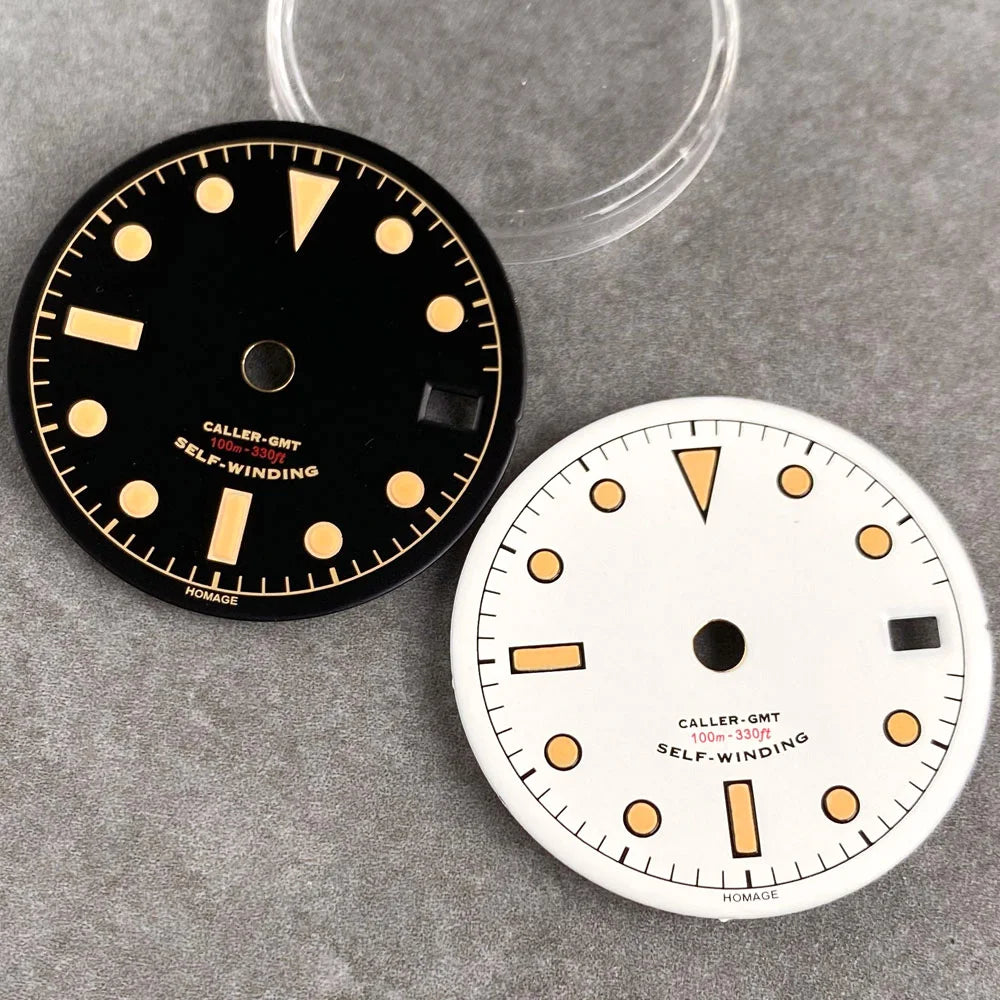 29mm Black White Luminous coating GMT Watch Dial fit NH34 NH34A GMT Automatic Mechanical Men Watch Accessories