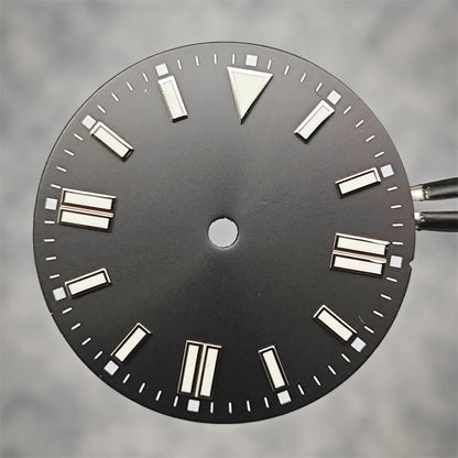 28.5mm Watch Dial Sunray Texture Dial Double Strips Nails Green Luminous Watch Faces for NH35/ 8215/ 2813/ 2836 Movements