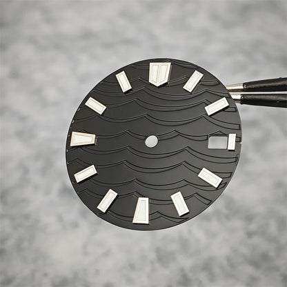 28.5mm Watch Dial C3 Green Luminous Wave Pattern Watch Faces Watches Replacement Accessories for NH35/ NH36/ NH34 Movement