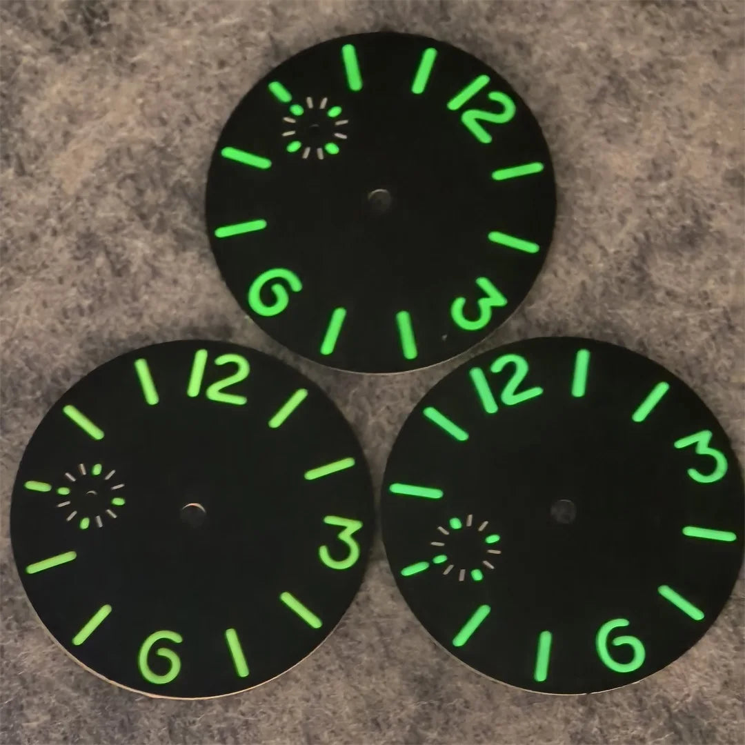 36mm Watch Dial Green Luminous Watch Face Insert Parts Accessories for ETA6497/ Seagull ST36 Movement Watch Repair Parts