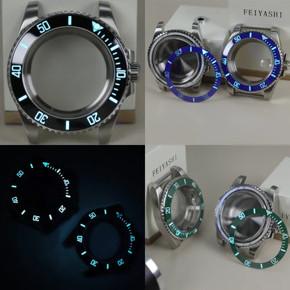 40mm Watch Case Ceramic C3 Bezel For Seiko NH35 NH36 NH34 nh70 Miyota8215 Eta2824 28.5mm Dial With Sapphire Crystal Waterproof