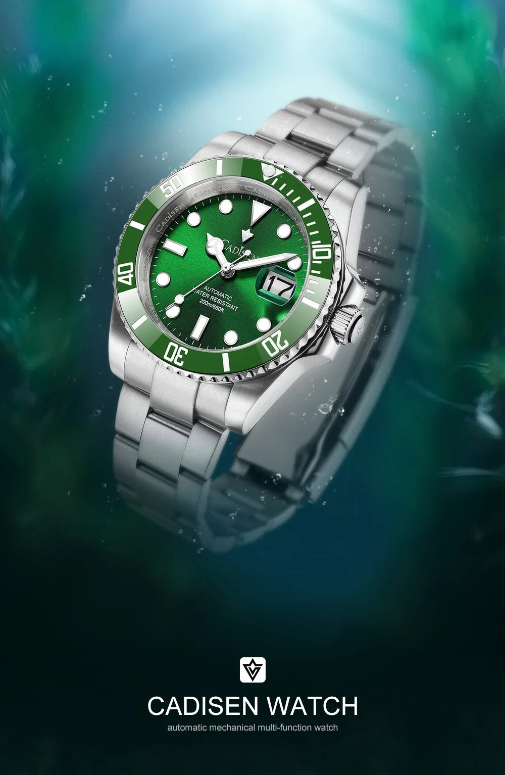 CADISEN C8216 Submariner Diver NH35A Movement AR Sapphire BGW9 Lume 40MM 20Bar