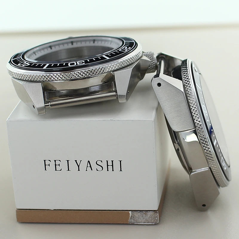 Modified Samurai Diving Watch Case 43.8mm For Seiko NH35 NH36 NH38 NH34 4R36 Movement 28.5mm Dial Sapphire Crystal Ceramic Bezel