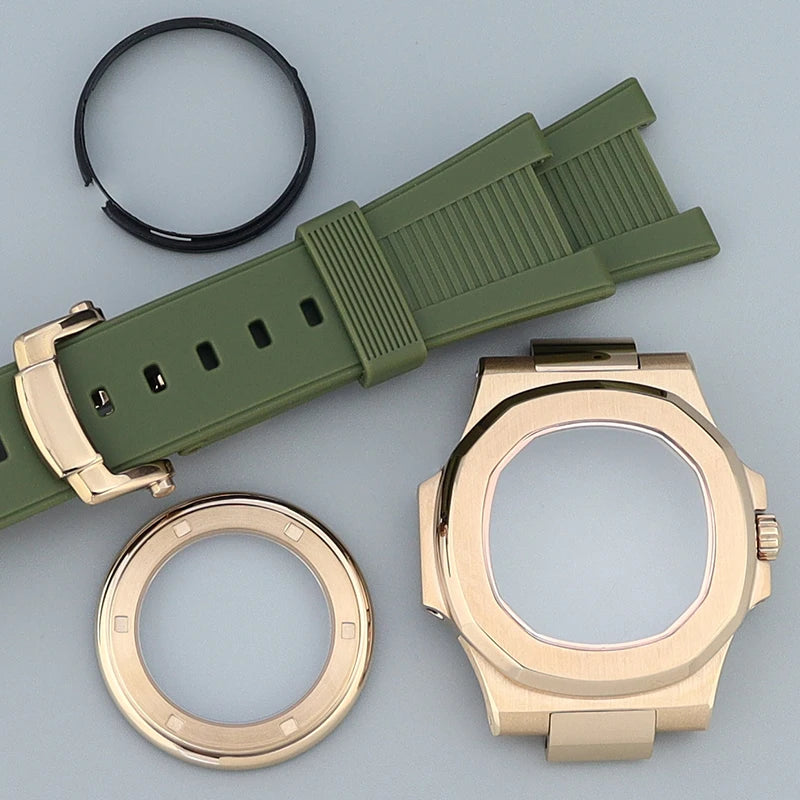 Silver/Black/Rose Gold 40mm Watch Cases Strap Parts Sapphire Glass For NH35 NH36 NH34 NH38 NH72 Movement 30.8mmDial Mod Nautilus