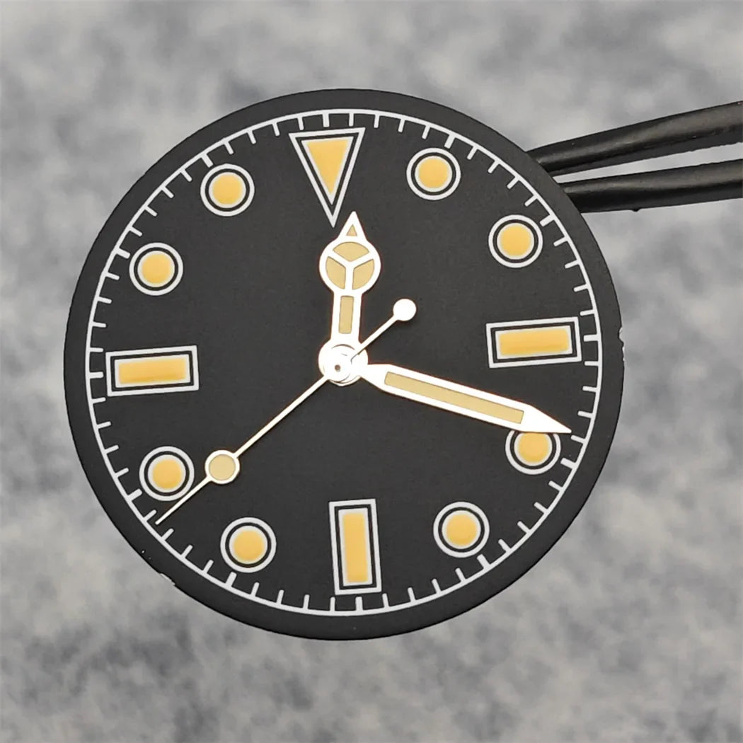 28.5mm Green Luminous Watch Faces Retro Watch Dial + Watch Hands Modified Dial Men's Watches Accessories for NH35/ NH36 Movement