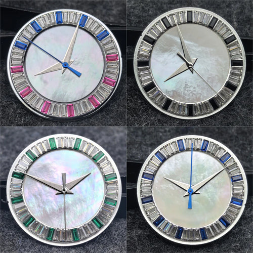 28.5mm Shell Watch Dial with Crystal High Quality Hands No Date No Luminous Watches Faces Modified Accessories