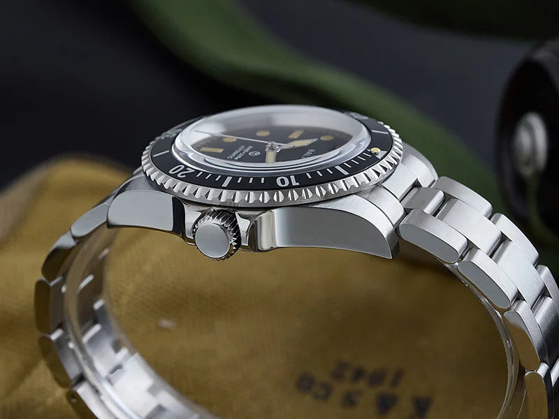 Baltany S3075 Vintage MilSubmariner Watch Rotation Bezel Brushed Bracelect Luminou Leather Sapphire Stainless Steel Dive Watches