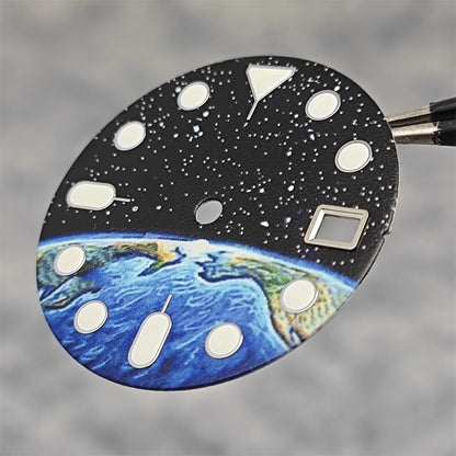 28.5mm Watch Dial Starry Sky and Earth Green Luminous Surface + Hands for NH35/ NH36/ 4R/ 7S Movement Replace Watch Accessories