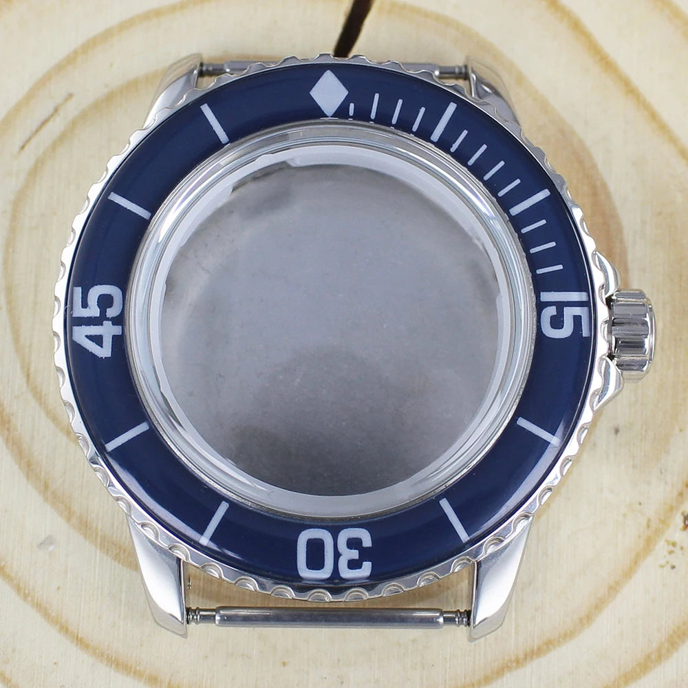 45MM Stainless Steel NH35 Watch Case 100m Waterproof Unidirectional Bezel for 50 FATHOMS NH34 NH35 NH36 NH38 Watch Accessories