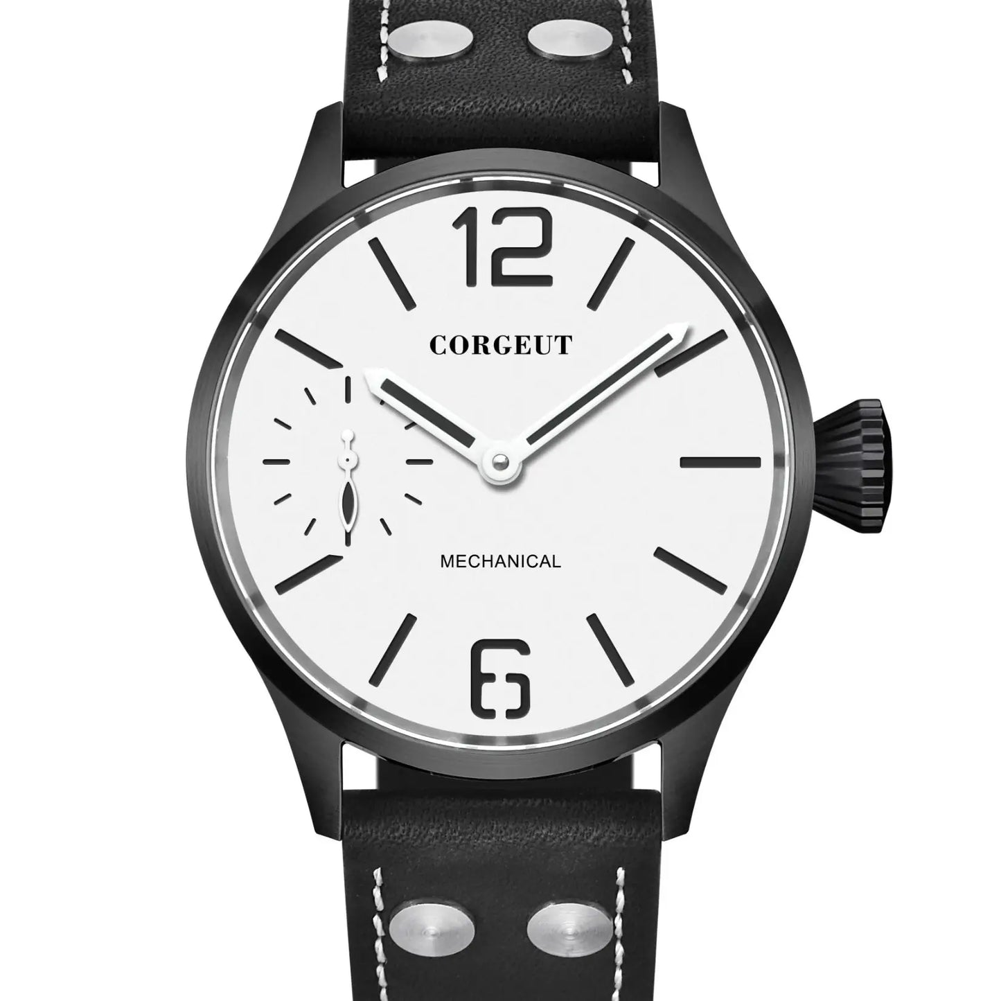 Corgeut 6025 pilot ST3600 Manual Mechanical sub second Sapphire Mirror 44mm 5ATM Glass Back