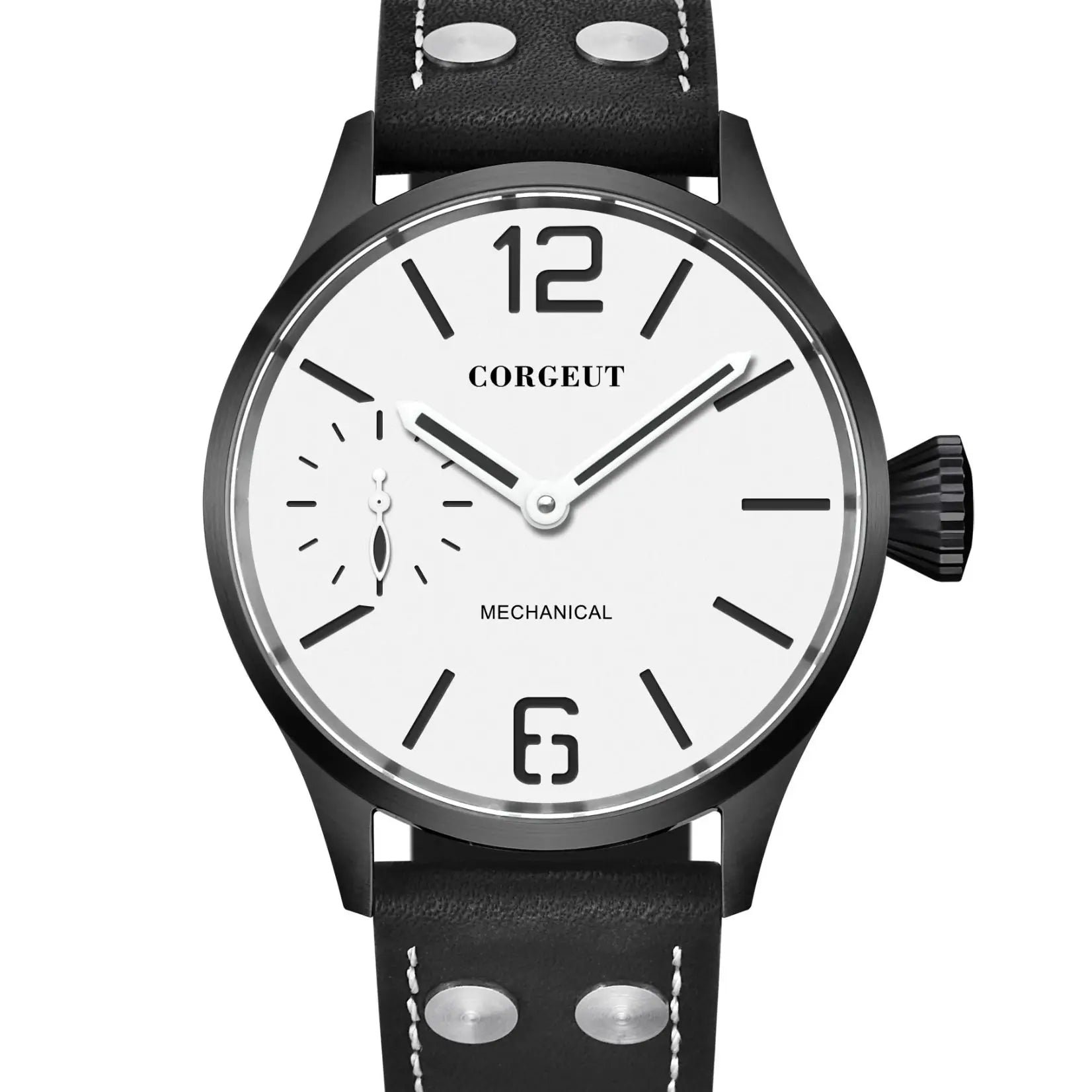 Corgeut 6025 pilot ST3600 Manual Mechanical sub second Sapphire Mirror 44mm 5ATM Glass Back