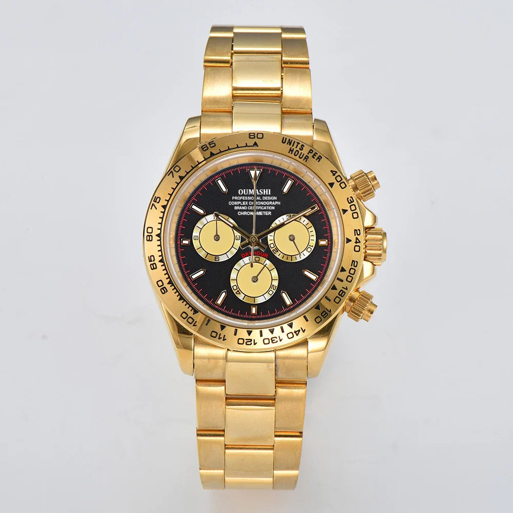 Oumashi Chronograph Automatic  ETA 7750 MOVT custom logo sapphire 40mm Daytona Panda Watch 5Bar