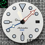 29mm Blue Red Black Orange GMT NH34 White Glossy Dial With Hands C3 Lume Fit NH34 Mechanical Watch Modified Accessories