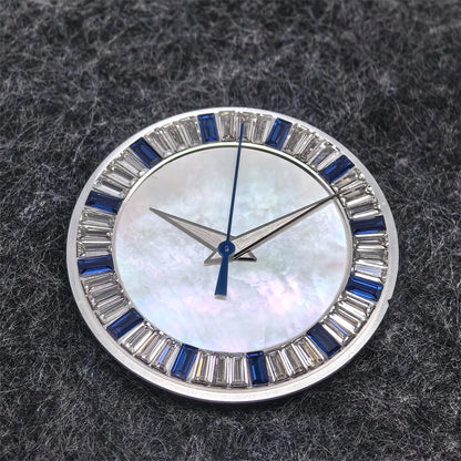 28.5mm Shell Watch Dial with Crystal High Quality Hands No Date No Luminous Watches Faces Modified Accessories