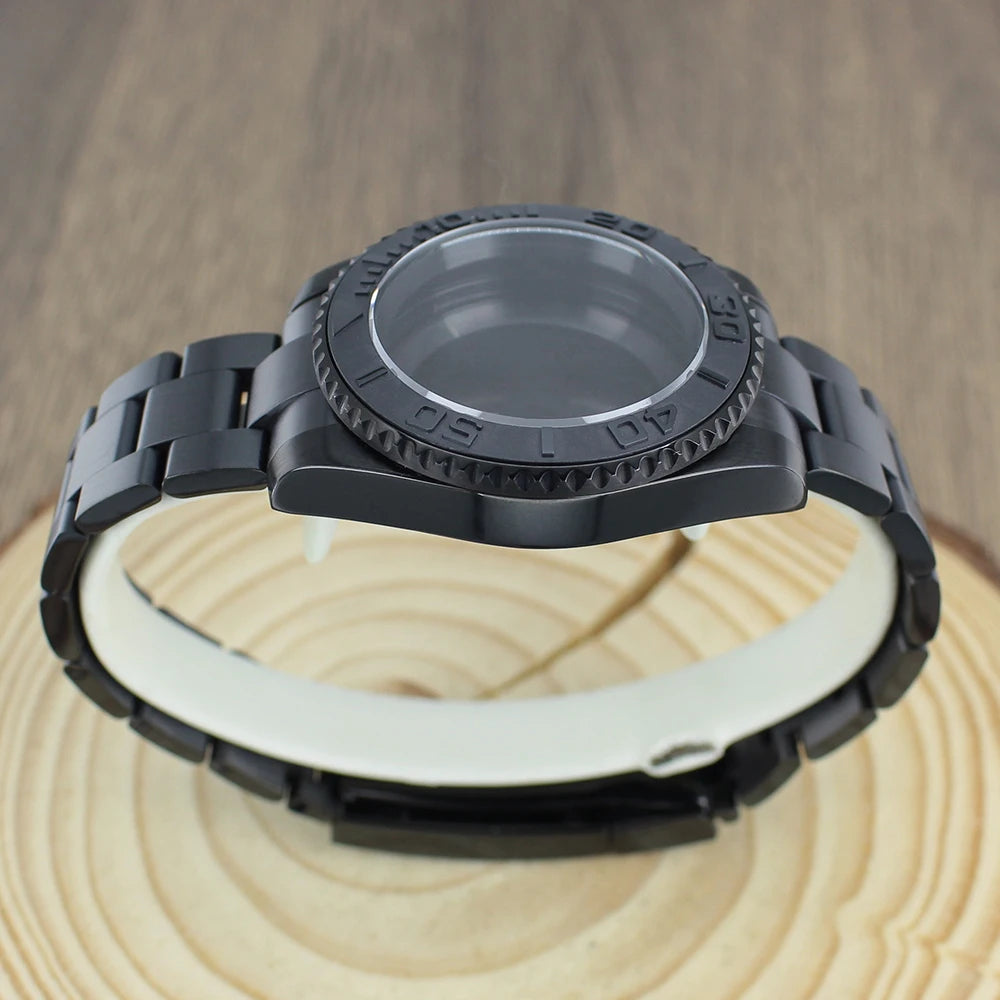 40mm NH35 Accessories Watch Case bands Sapphire for NH35 NH36 NH34 NH70 8215 2824 PT5000 Movt Black Yacht Ceramic bezel insert