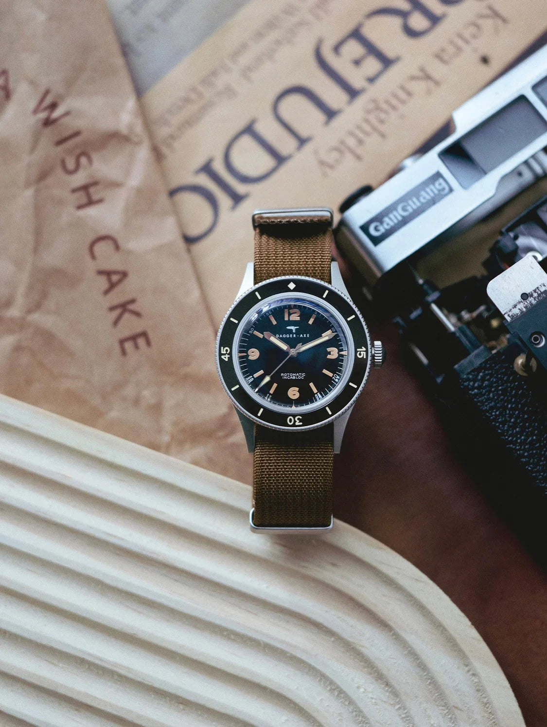 DAGGER-AXE 50 Fathoms Watch NH35 Movt  K9 Mineral Crystal TR900 C3 Luminous 20bar diver 40MM