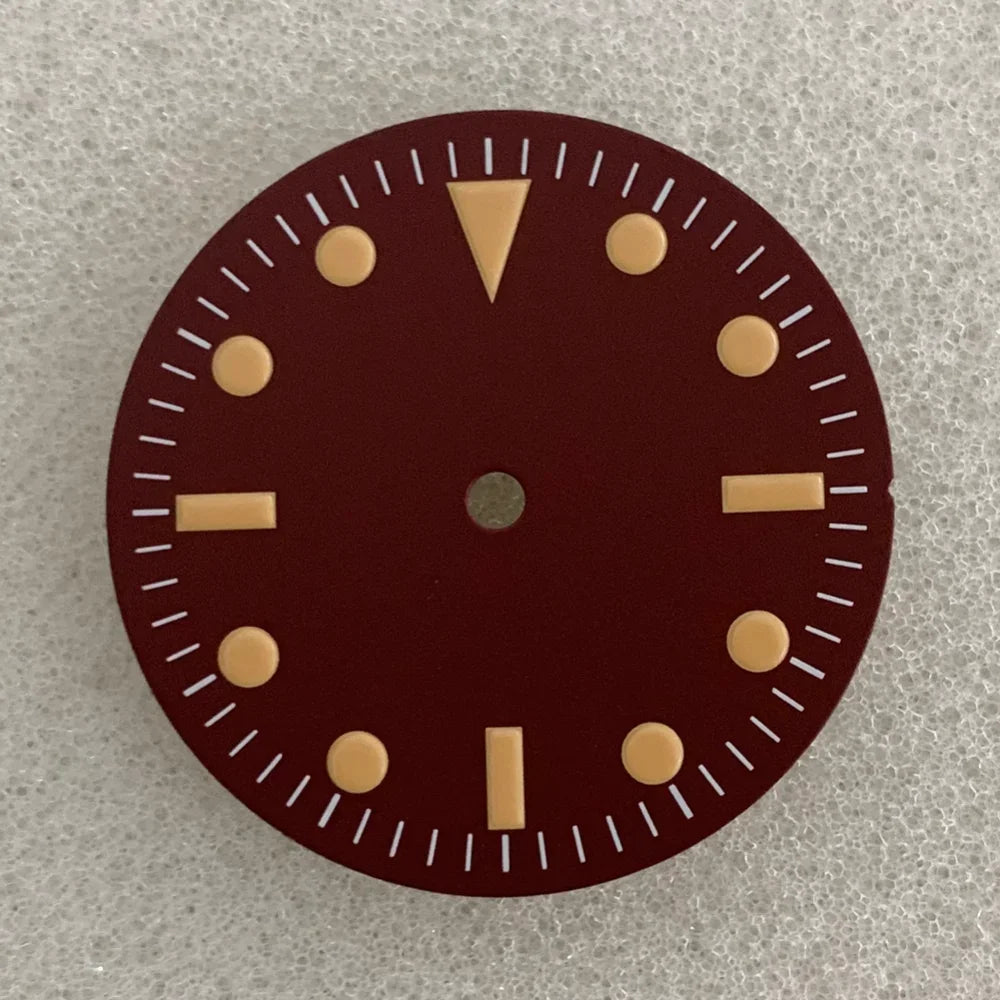 28.5MM Orange Scale Red Watch Dial No Calendar Window Without Date Watch Accessories No Luminous Suitable for NH35/8215/2836 Movement