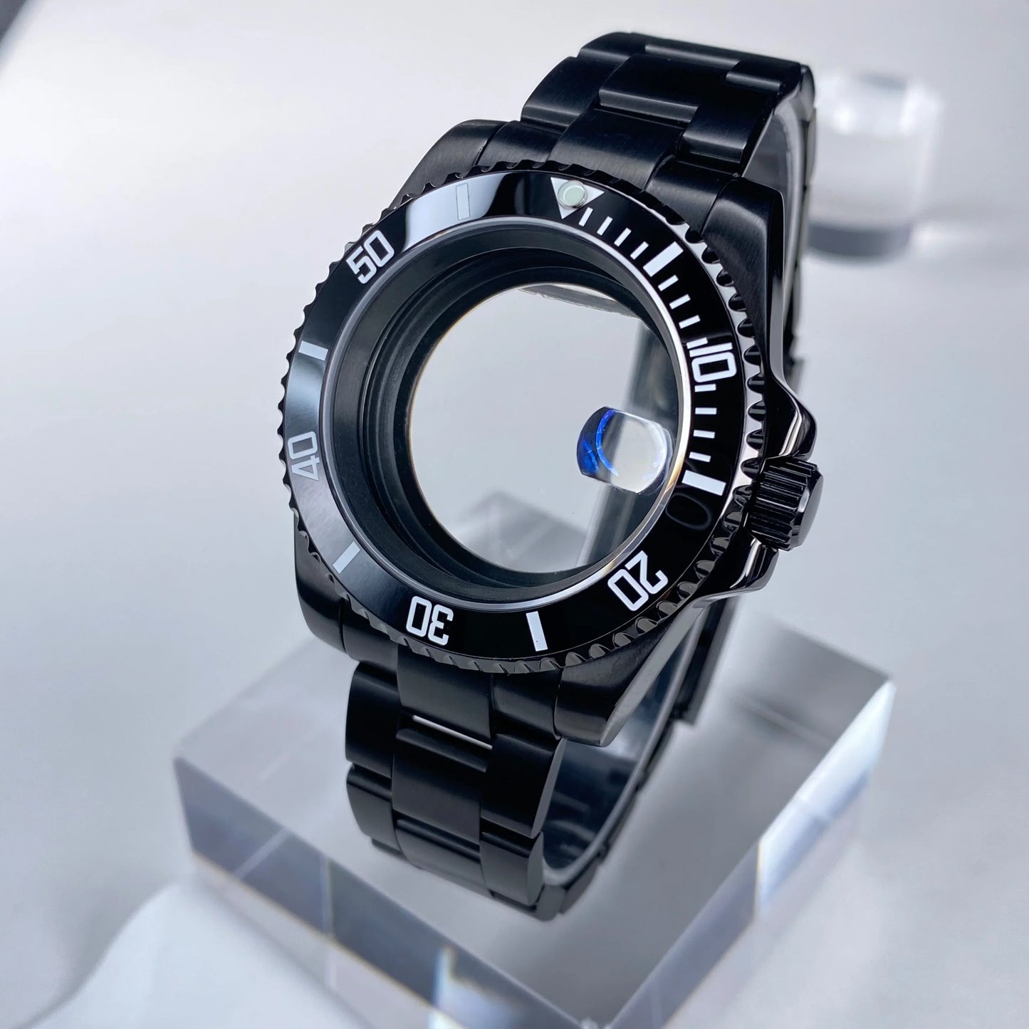 GMT/SUB NH35 watch case 40mm Black Stainless Steel High Quality Sapphire Glass Alloy/Ceramic Bezel case fit nh35 movement