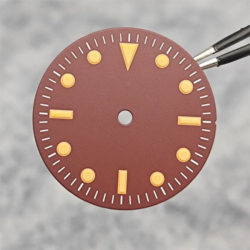 28.5MM Orange Scale Red Watch Dial No Calendar Window Without Date Watch Accessories No Luminous Suitable for NH35/8215/2836 Movement