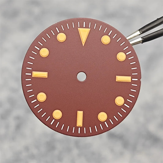 28.5MM Orange Scale Red Watch Dial No Calendar Window Without Date Watch Accessories No Luminous Suitable for NH35/8215/2836 Movement