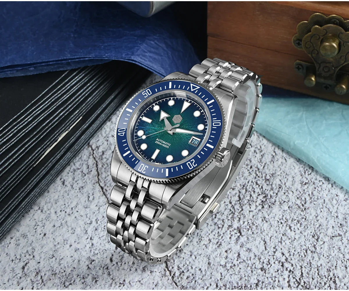 San Martin Diver SN0148G 40mm  Miyota 9015 Automatic Enamel Sunburst Dial 20bar  Ar Sapphire BGW9 Lume